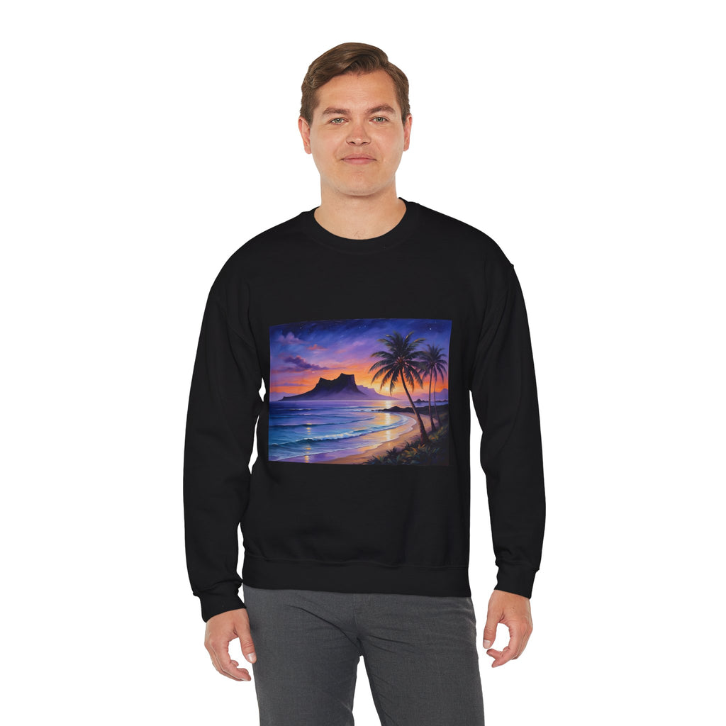 Tropical Sunset Sweatshirt — Hawaiian Beach Scene Crewneck