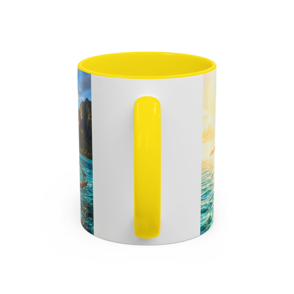 Tropical Canoe Coffee Mug — Ocean Dolphin Sunrise Scenic Mug (11/15oz)