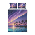 Tropical Sunset Quilt Cover Set — Palm Tree Beach Duvet Trio