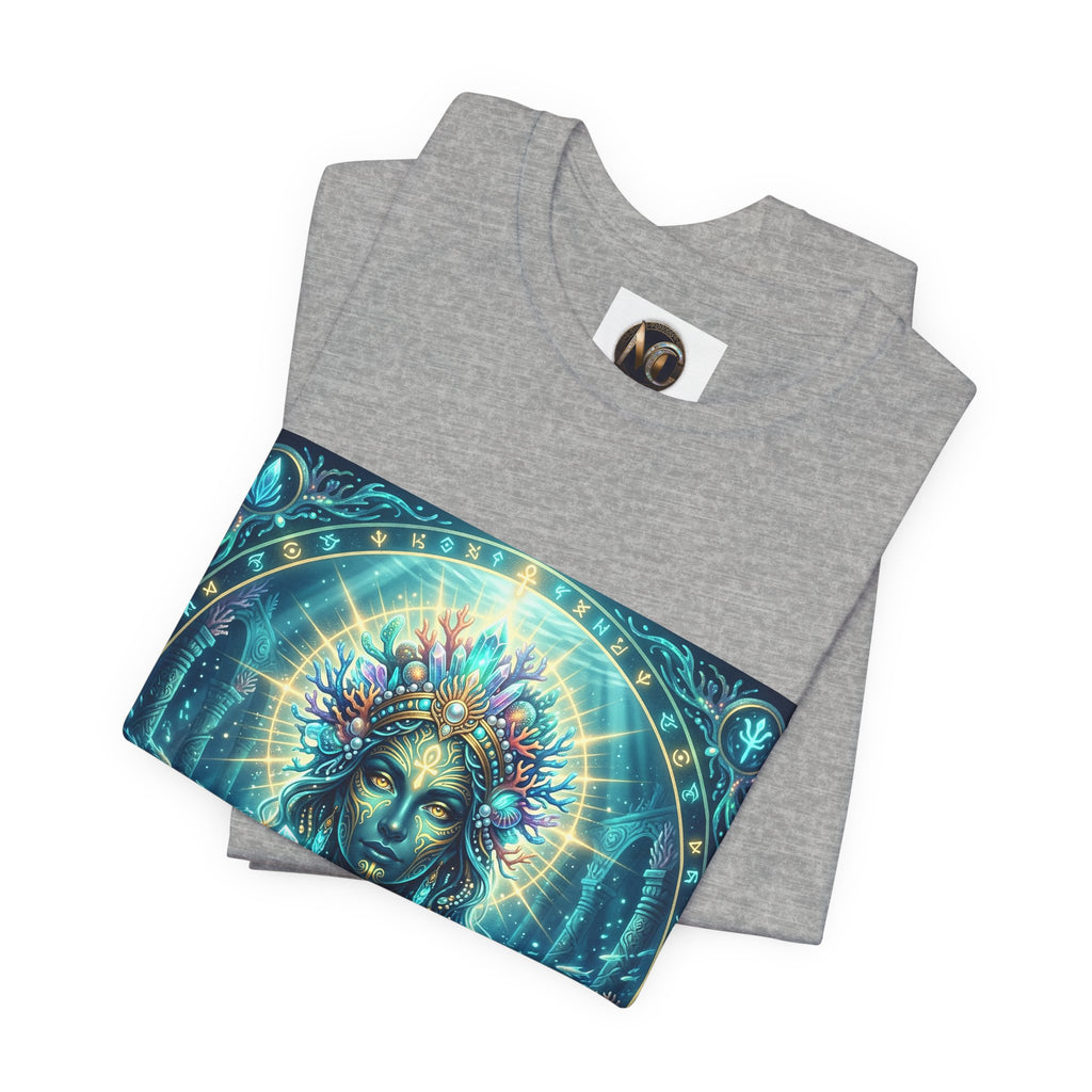 Mystic Goddess Art Tee — Celestial Blue Spiritual Graphic T-Shirt