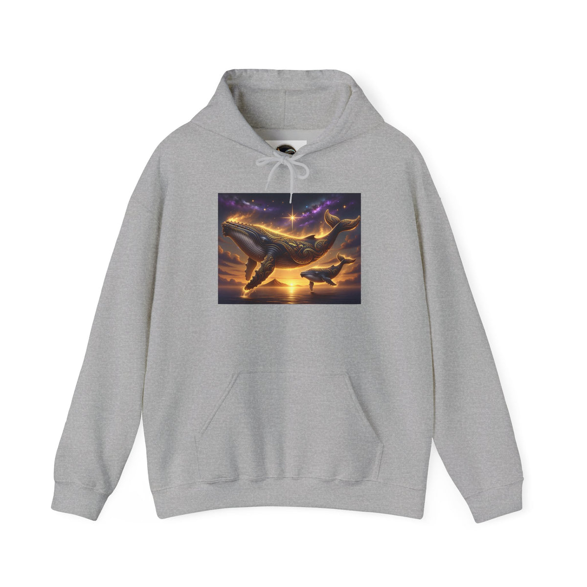 Sunset Whale Hoodie — Ocean Sunset Whale Art Pullover