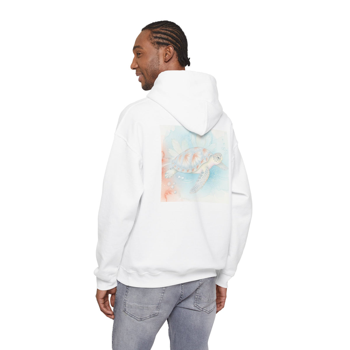 Sea Turtle Watercolor Hoodie – Pastel Ocean Graphic Sweatshirt
