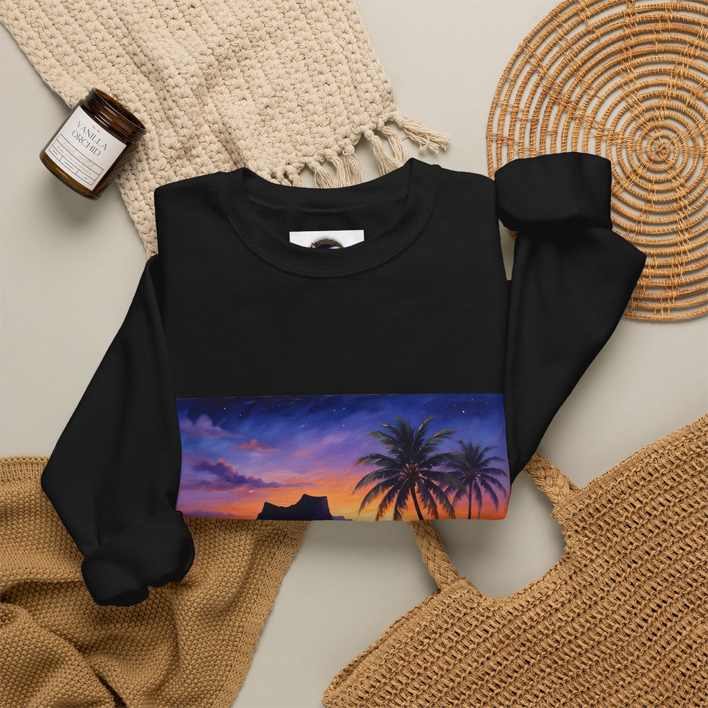 Tropical Sunset Sweatshirt — Hawaiian Beach Scene Crewneck