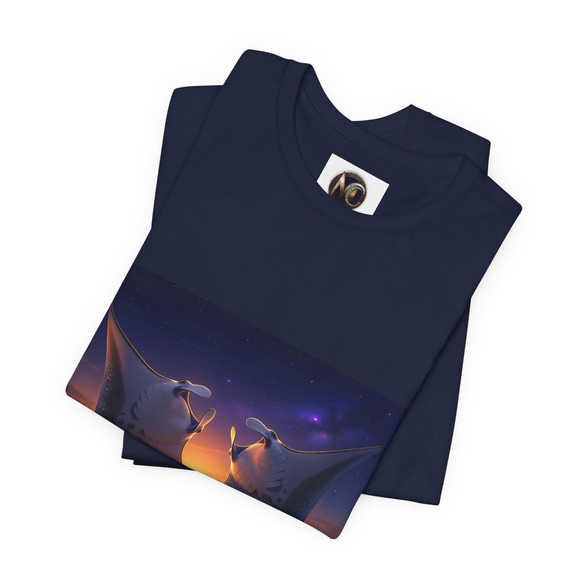 Sunset Manta Rays Graphic Tee — Ocean Sunset Dolphin-Style Art Shirt